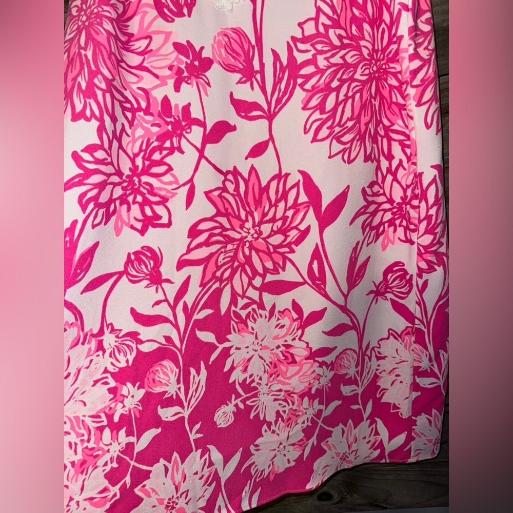 Lilly Pulitzer Caliente Pink White Floral Nala Lace Trimmed Shift Dress 10 - Picture 8 of 9